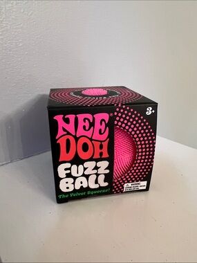 NEW NeeDoh Fuzz Ball Bright Pink Stress Ball Squishy The Velvet Squeeze